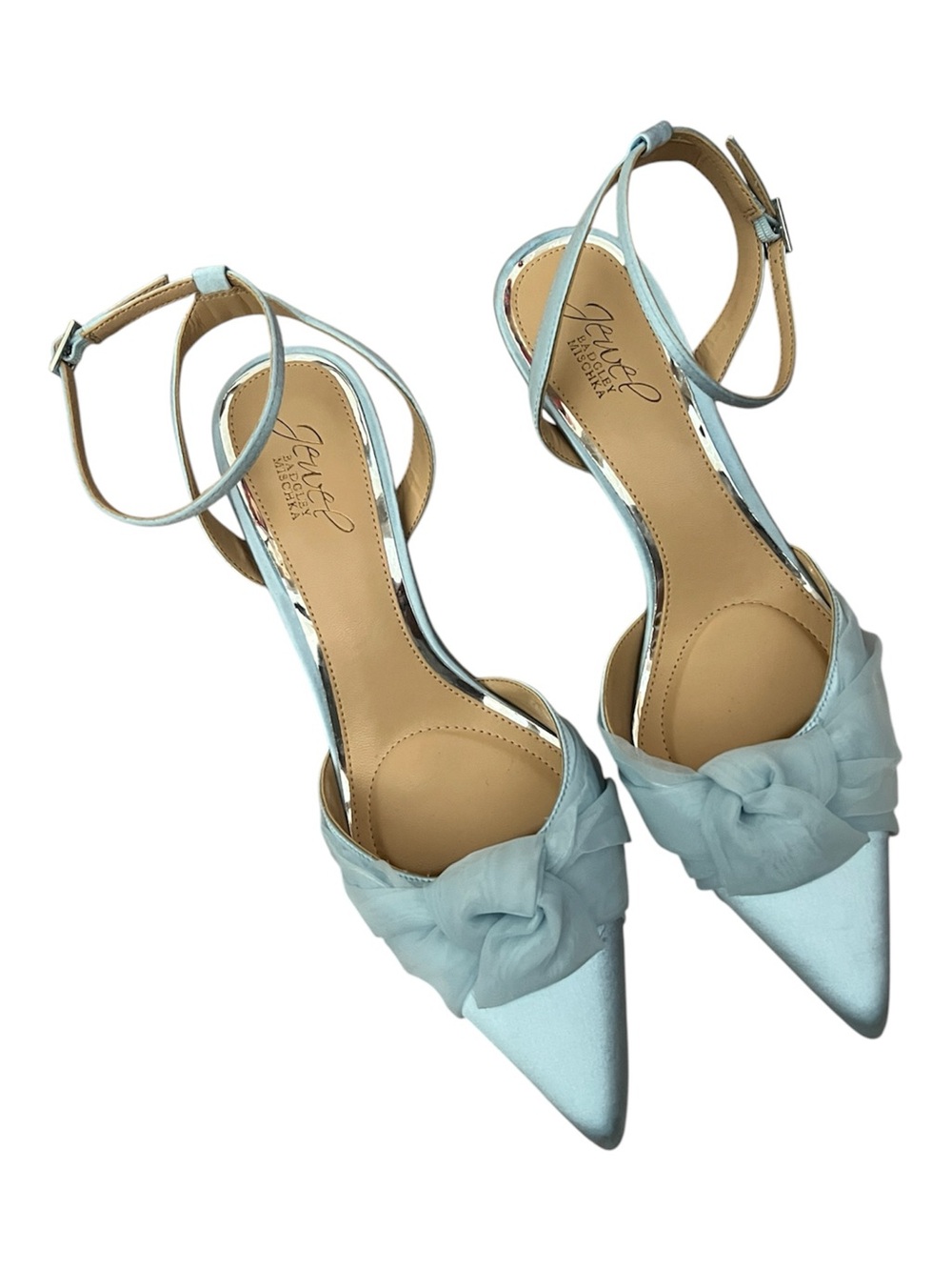 Jewel Badgley Mischka Federica Ankle Strap Pumps in sky blue